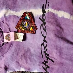 Vibrant Purple Short Sleeve Tee with Colorful Patch